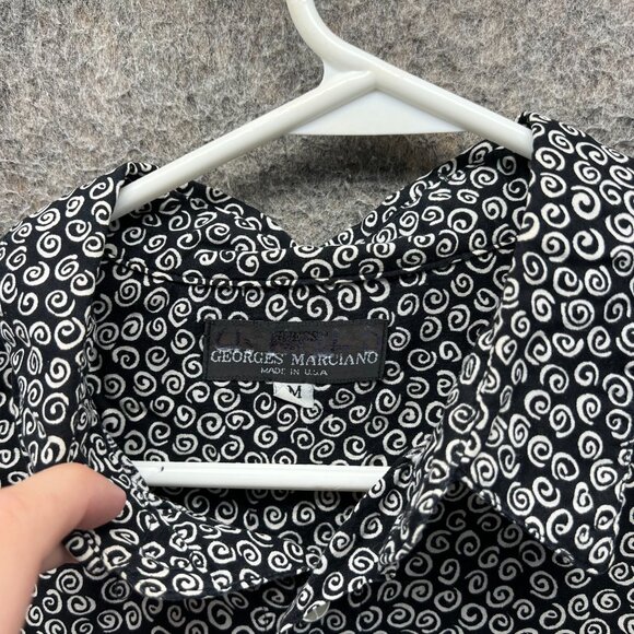 Guess by Georges Marciano Shirt Mens Medium Black White Swirl Print Vintage USA - Picture 6 of 9